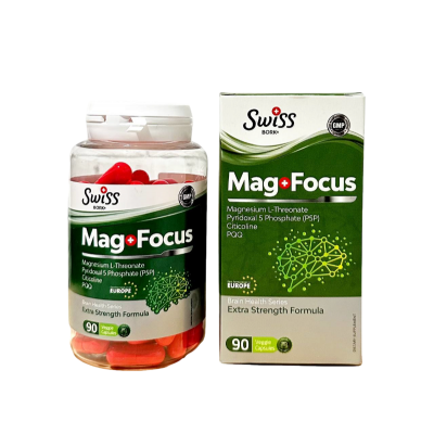 Swiss BORK Mag+Focus содержащий Магний L-треонат и цитиколин для здоровья мозга 60 капсул
